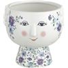 Baroni Home Vaso Pop, Soprammobile Moderno Dipinto a Mano, Statuetta da Interno o Esterno 13x13x13 cm (Vestito Fiori Lilla)