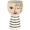 Baroni Home Vaso in Ceramica di Design con Volto, Soprammobile Moderno Dipinto a Mano, Vaso per piante, orchidee, pampas, da Interno o Esterno 14x14x25 cm - Occhiolino