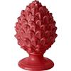 Baroni Home Pigna Siciliana Colorata, Pigna Decorativa in Porcellana Dipinta a Mano, Soprammobile Salotto e Ufficio, 17x17x27 cm (XL), Rosso