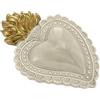 Baroni Home Cuore Sacro Ex-Voto in Ceramica Dipinta a Mano con Fiammella, Arte Sacra Tradizionale, Decorazione da Parete per la Casa, Panna, 16x11 cm