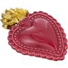 Baroni Home Cuore Sacro Ex-Voto in Ceramica Dipinta a Mano con Fiammella, Arte Sacra Tradizionale, Decorazione da Parete per la Casa, Porpora, 16x11 cm