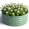 Teodute Orto Rialzato da Esterno, 90x90x43cm Zincato Grow Box con Guanti, Fioriere da Esterno Grandi per Coltivazione Piante Ortaggi Fiori ed Erbe Aromatiche (Rotondo + Verde Chiaro)