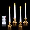 cimetech Flamless Taper Candles Candele senza fiamma tremolanti Set di 4, Candele elettriche a batteria con timer e telecomando, Fiamma danzante a stoppino mobile realistica