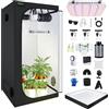BOSYTRO Grow Box Kit Completo, Tenda da Crescita, Luce per Piante da 200W, Kit Completo di Tenda idroponica 600D con Sistema di Ventilazione, con Termoigrometro e Timer(80x80x180cm)