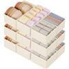 DIMJ Organizer per Cassetti 12 Pezzi Organizer per Armadio, Divisori per Cassetti Separatori per Cassetti Organizzatore Cassetti, per Calze, Biancheria Intima, Beige