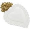 Baroni Home Cuore Sacro Ex-Voto in Ceramica Dipinta a Mano con Fiammella, Arte Sacra Tradizionale, Decorazione da Parete per la Casa, Bianco, 16x11 cm