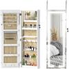 HOMCOM Armadietto Portagioie da Parete o Porta con Luci LED 108cm Bianco