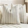 Ystyle Federe Cuscini Divano 45 x 45 Confezione da 2, Copricuscini Divano in Chenille Morbida, Strisce Decorative in Stile Rustico, Adatto per Soggiorni e Camere Da Letto, Grigio Bianco
