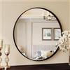 Clevich Specchio da Parete Rotondo Ø60 cm, Lussuoso Specchio Rotondo, con cornice in alluminio spazzolato nero, Specchiera da Bagno, per Trucco, Per bagno, soggiorno, camera da letto