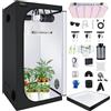 BOSYTRO Grow Box Kit Completo, Tenda da Crescita, Luce per Piante da 200W, Kit Completo di Tenda idroponica 600D con Sistema di Ventilazione, con Termoigrometro e Timer(100x100x200cm)