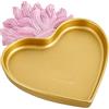 Baroni Home Svuotatasche Sacro Cuore con Fiamma, Vassoio per gioielli in Resina Oro con Fiamma Rosa, Vassoio Decorativo Ex Voto, Idea Regalo, 17x22x2 cm