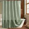 Carttiya Tenda da Doccia in Lino Verde 180x180 cm - Impermeabile, Antimuffa e Antibatterica, Tessuto Pesante 180GSM con Orlo Zavorrato, Lavabile Tenda da doccia, con 12 Ganci per Bagno