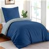 Dreamzie Copripiumino Singolo 135x200 cm con 1 Federe 50x70 cm - Blu Scuro/Blu Grigio Set Copripiumino Singolo 135 x 200