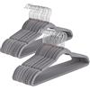 Baroni Home Grucce Velluto 50 pezzi, Grucce Appendiabiti 44,5 cm, Salvaspazio con Superfice Antiscivolo Design, Capacità di Carico Elevata, per Cappotti Camicie Vestiti, Grigio