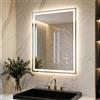 Clevich Specchio Bagno con Luce LED 70x50 cm, Specchio da Parete Rettangolare in Vetro Temperato Antiappannamento, 3 Colori di Luce e Dimmerabile con Interruttore Touch