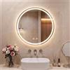 Clevich Specchio Bagno con Luce Rotondo 60 cm, Specchio-LED con 3 Colori di Luce Dimmerabile, Vetro Temperato Antideflagrante, Antifog, Interruttore Touc, Funzione Memoria