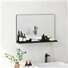 kleankin Specchio Bagno da Parete con Mensola 60x12x40 cm Nero