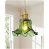 EDISHINE Lampada a Sospensione Vintage Vetro Verde a Fiore, E27