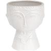 Baroni Home Vaso in Ceramica di Design con Volto, Soprammobile Moderno Dipinto a Mano, Vaso per piante da Interno o Esterno, 16X15X19 cm, Volto Bianco Boy