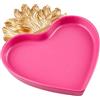 Baroni Home Svuotatasche Sacro Cuore con Fiamma, Vassoio per gioielli in Resina Rosso con Fiamma Oro, Vassoio Decorativo Ex Voto, Idea Regalo, 17x22x2 cm