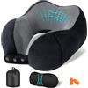 Jiancrate Cuscino da Viaggio Memory Foam, Cuscino Aereo Collo Regolabile e Portatile, Cuscino Cervicale da Viaggio, Federa lavabile, Schiena Piatta, Accessori Viaggio Aereo, Nero