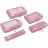 ECOHUB 5 Pezzi Organizer Valigia Compressione Salvaspazio Accessori Viaggio Utili Packing Cubes Set Organizzatore Viaggio Sacchetti Travel Essentials Kit Viaggio Aereo(Rosa)