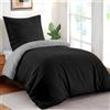 Dreamzie Copripiumino Singolo 135x200 cm con 1 Federe 80x80 cm - Nero/Grigio Scuro Set Copripiumino Singolo 135 x 200