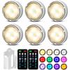 Onumii Luce LED Sottopensile Cucina, Luci a Batteria per Armadio, Notturna Con Telecomando, Adesive Colorate per Guardaroba Libreria Scaffale, Bianco - Pacco da 6 Pezzi