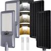 Aigostar 400W Lampione Solare Esterno, Batteria ad alta capacità da 20000 mAh, Regolabili 3000K/4500K/6500K, 4000LM, IP65, Supporto palo non incluso, Lampione LED per Giardino,Ingressi di Garage,2Pz