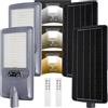 Aigostar 300W Lampione Solare LED Esterno, Batteria ad alta capacità da 15000 mAh, 3000K/4500K/6500K, 3000LM, IP65, Luce Solari da Esterno con Sensore di Movimento, Supporto palo non incluso, 2Pz
