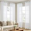 EMEMA Sheer - Set di 4 tende in voile con occhielli, trasparenti, in voile, poliestere, trasparenti, per soggiorno, camera da letto, 140 x 235 cm (larghezza x altezza), colore bianco