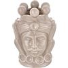 Baroni Home Testa di Moro in Ceramica in Stile Siciliano Monocromatico, Vaso per piante da Interno, Soprammobile di design, Stile Italiano, Re Colore Panna, 13.5X12X20.5 cm