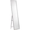Baroni Home Specchio da Terra con Struttura in Acciaio, Specchio a Figura Intera con Supporto Pieghevole con Cornice Decorata in Legno, Geometrico Bianco, 40x150 cm