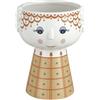 Baroni Home Vaso Pop, Soprammobile Moderno Dipinto a Mano, Statuetta da Interno o Esterno, 13x13x18 cm (Vestito Quadri Arancioni)