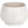 Baroni Home Vaso in Ceramica di Design con Volto, Soprammobile Moderno Dipinto a Mano, Vaso per piante da Interno o Esterno, Volto Bianco Lady Svasato, 16X15X11 cm