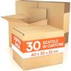Eurocali 30 Scatole di Cartone 40x30x32 cm Eurocali per Trasloco Spedizioni E-Commerce Imballaggio - Scatoloni in Microtriplo a Doppia Onda Made in Italy Rettangolari Multiuso Super Resistenti - Colore Avana