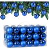 Deuba Set di palle di Natale, composto da decorazioni con svariati diametri: 3/4/5/6/7/8 cm, varie fantasie: cuori, stelle, stivaletti, e varie quantità da 103/102/100/77/54 pezzi, blu, 54er Set