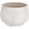 Baroni Home Vaso in Ceramica di Design con Volto, Soprammobile Moderno Dipinto a Mano, Vaso per piante da Interno o Esterno, Volto Bianco Boy Svasato, 18X17X11 cm