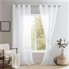 DWCN 2 Pezzi Tende per Interni Tende Moderne in Voile con Occhielli, Tende per Finestre Trasparente per Camera da Letto con Fermatenda, 140x280 CM, Bianco
