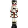 Baroni Home Schiaccianoci Natalizio in Porcellana Decorata, Sopramobile Vaso Decorazione Colorata Personaggio Natalizio, (Vestito Bianco e Nero)