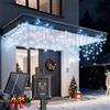 Aigostar Luci Natale Esterno Cascata Solari - 3M+5M*0.6M, 100 LED, 8 Modos, Luce Bianca Fredda - Tenda Luminosa Natale Esterno Impermeabile IP65 per Natalizie, Finestra, Balcone, Patio, Feste