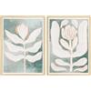 Baroni Home Set di 2 Quadri Moderni per Soggiorno in Canvas con Cornice in Legno Chiaro, Coppia di Quadri Stampa Alta Qualità, Decorazione Murale Colorata da Camera e Cucina, Fiori, 50x3x50 cm