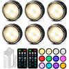 Onumii Luce LED Sottopensile Cucina a Batteria, Con Telecomando, Adesive e Colorate per Armadio, Guardaroba, Libreria, Scaffale - Nero, 6 Pezzi