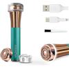 iMusthav Depilatore facciale da donna - Rasoio elettrico indolore e impeccabile, epilatore e regolabarba, testa galleggiante a doppio anello placcata in oro 18K da 20 mm, ricaricabile tramite USB