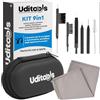 Udivita Kit Pulizia Apparecchi Acustici 9in1 Uditools - Set Accessori con Spazzole Scovolino Filo Ultra-Slim Magnete Estrai-Batterie e Custodia Rigida - Compatibile con Protesi BTE RIC ITE Auricolari