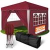 Kronenburg Gazebo Pieghevole 3x3m, 100% Impermeabile, Tenda da Giardino con Tetto Rivestito e Protezione UV 50+, Include 4 Pannelli Laterali e Borsa per il Trasporto, Rosso