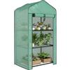 Outsunny Serra da Balcone a 3 Livelli con Porta Avvolgibile, Serra per Orto con Struttura in Acciaio e Copertura PE, per Piante Orto Verdure Fiori Frutta, 59x39x127 cm, Verde