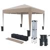 BRICOZONE Gazebo 3 x 3 M Pieghevole Idrorepellente Struttura Acciaio Copertura 160 gr/m² Con 4 Sacche Per Pesi E Sacca Di Trasporto Chiusura A Fisarmonica Da Giardino Campeggio Esterno Fiere (Tortora)
