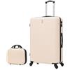 CELIMS - Valigie leggere approvate da 100+ compagnie aeree per un viaggio in tutta fiducia, beige, Moyenne + Vanity, Media + Vanity