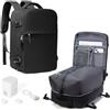 HPLQQ Zaino Easyjet Zaino Sottovuoto da Viaggio con Pompa Aereo Bagaglio a Mano Borsa da Cabina per Uomo e Donna Lavoro e Scuola Trekking Casual Daypack Impermeabile per laptop 15.6",W1-Nero
